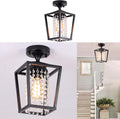 Semi Flush Mount Crystal Ceiling Light Black Metal Cage Z397762