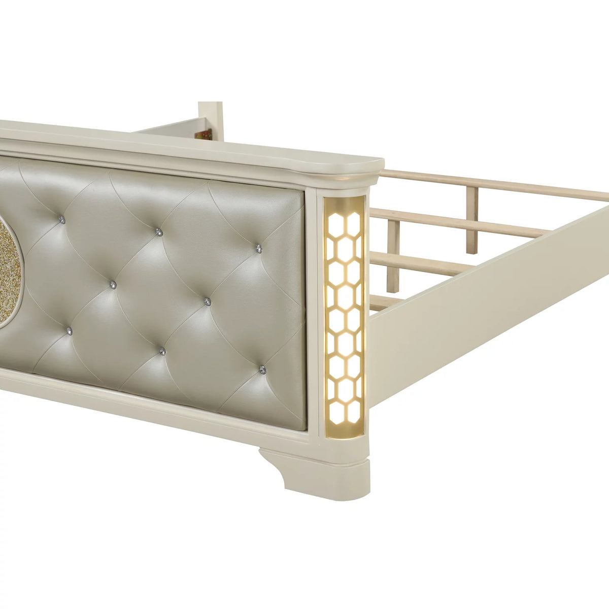 Queen Size Tufted Upholstery LED Bed C601811