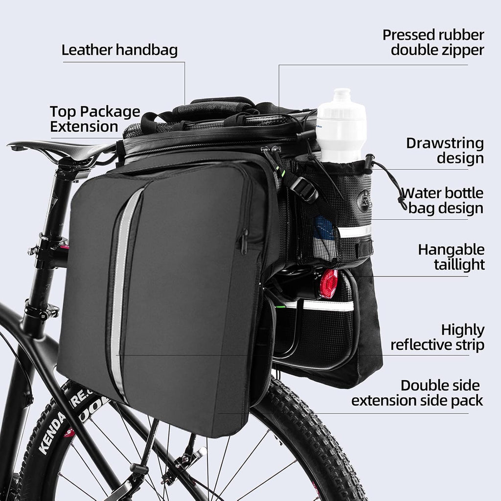 Waterproof Carbon Leather Bike Rack Trunk Bag V240383
