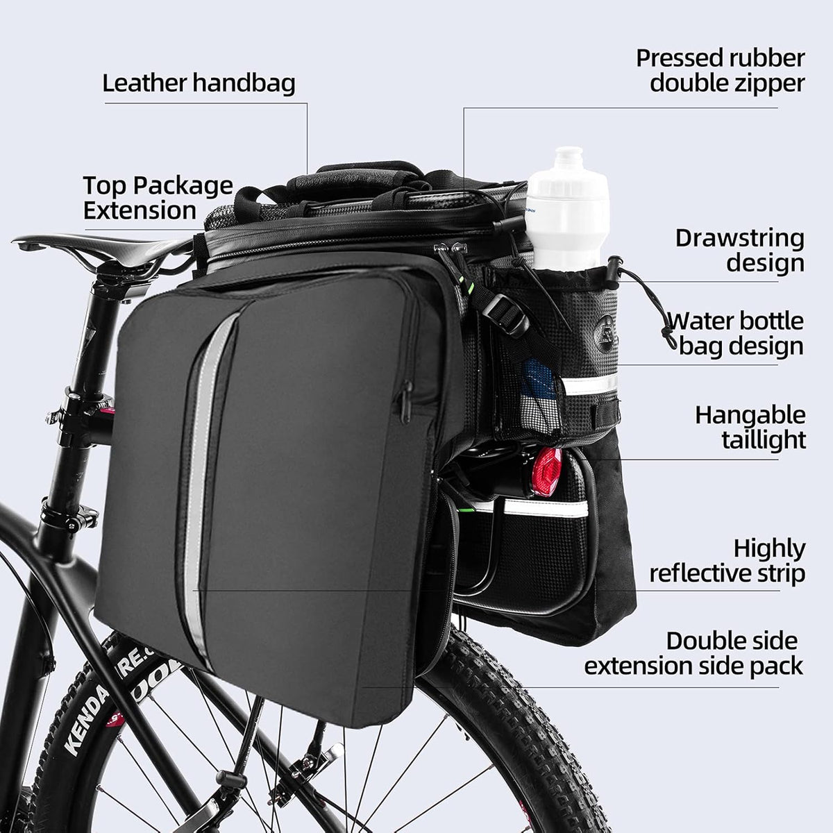 Waterproof Carbon Leather Bike Rack Trunk Bag V240383