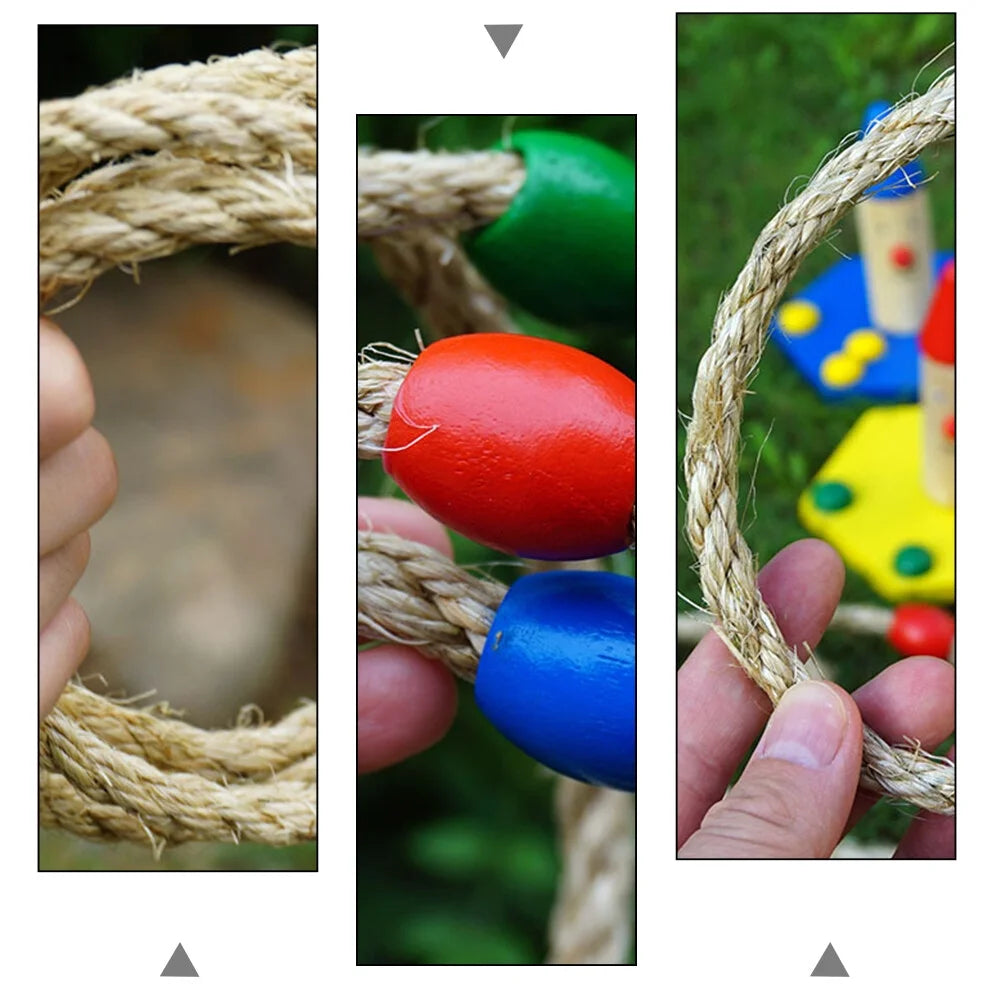 20 PCS Natural Rope Wooden Ring Toss Game Outdoor Playsets G397355