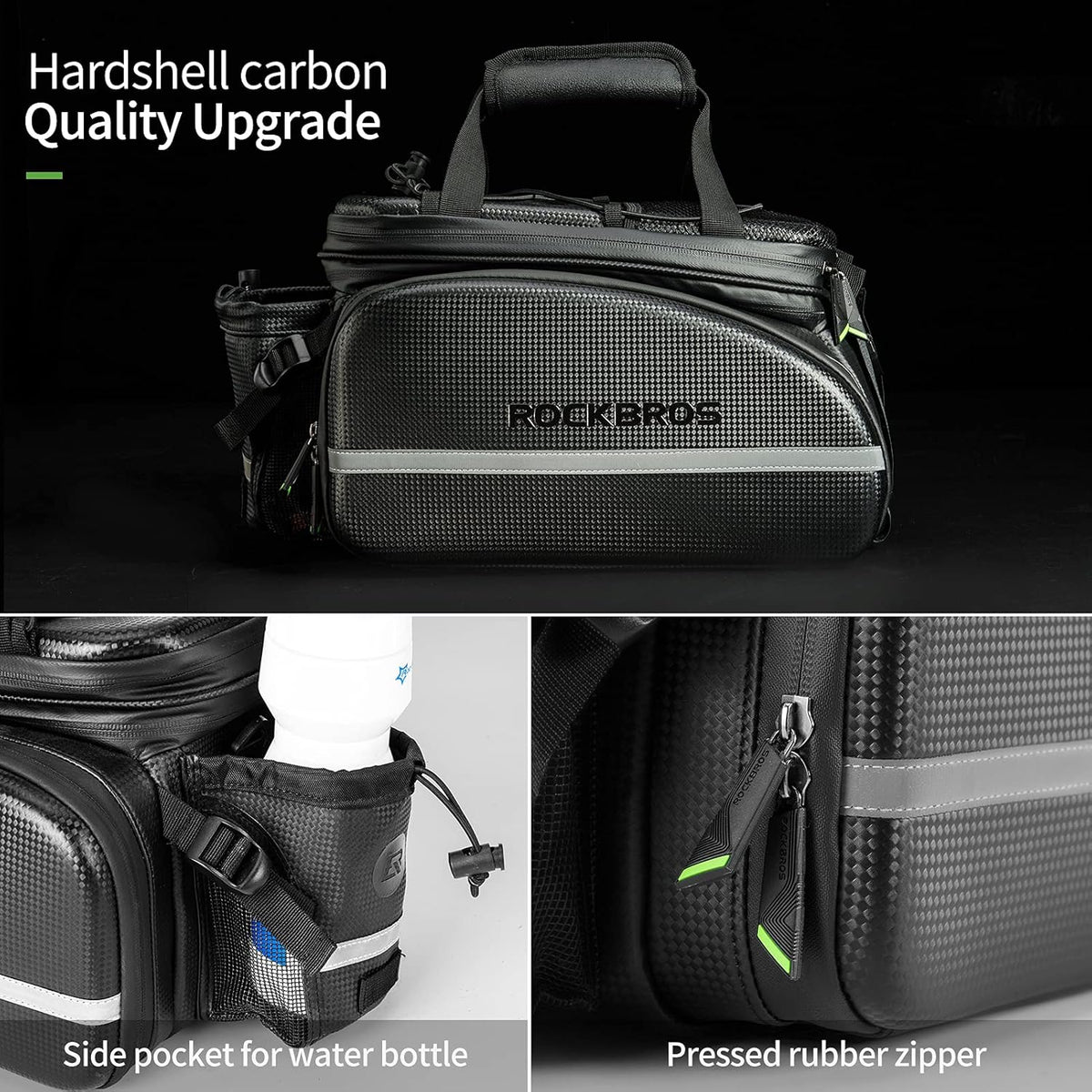 Waterproof Carbon Leather Bike Rack Trunk Bag V240383