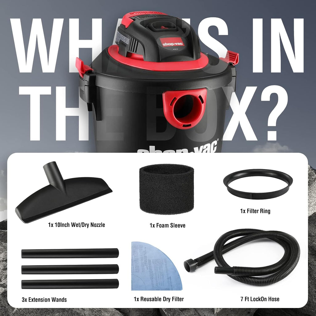 5 Gallon 2.0 Peak HP Wet/Dry Vacuum with Collapsible Handle T2026