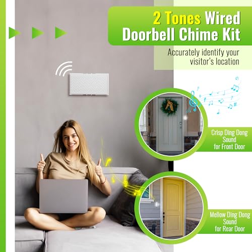 Wired Doorbell Chime Kit with 2 Lighted Push Buttons D11917