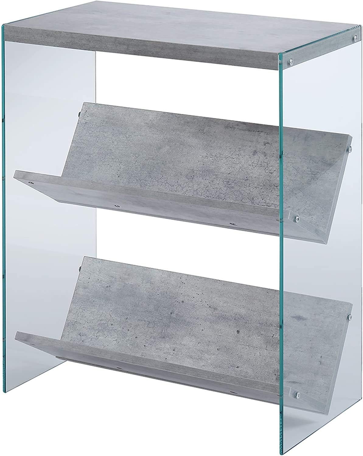 Weathered Gray Glass Bookcase B705