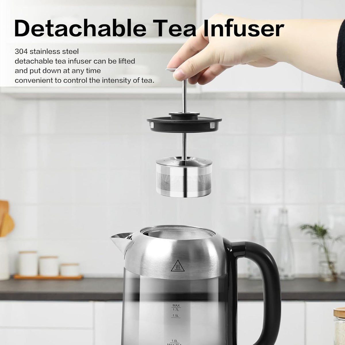 1.7L Borosilicate Glass Electric Kettle with Temperature Control E57007