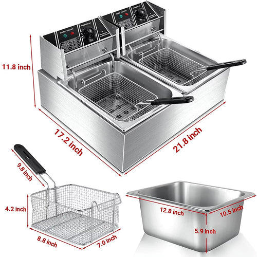 3400W Deep Fryer with Dual Baskets 6L Tank K6645