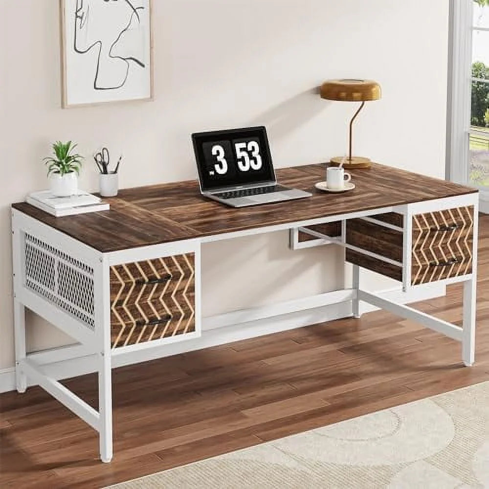 Home Office Desk with Drawers 63" Computer Desk Y549