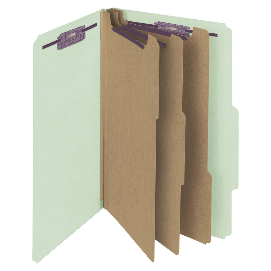 Legal Eight-Section Gray/Green Pressboard Classification Folders 10/Box R639