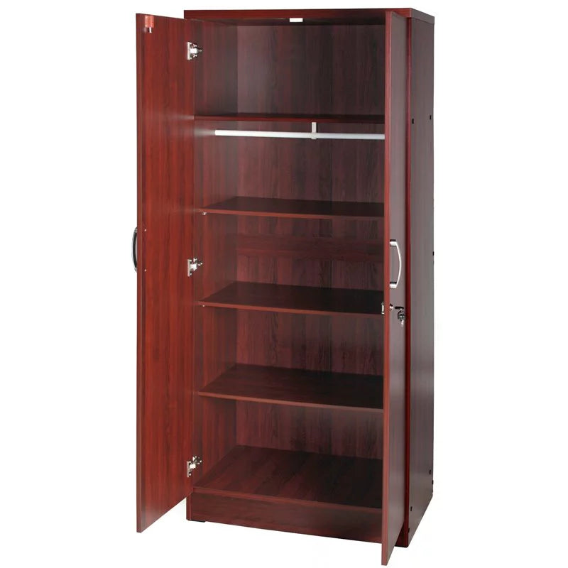 Queen Bed and Armoire Wardrobe Cabinet Set A681