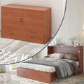 Queen Size Solid Wood Murphy Bed Cabinet with Storage Drawer and Charging Station A571