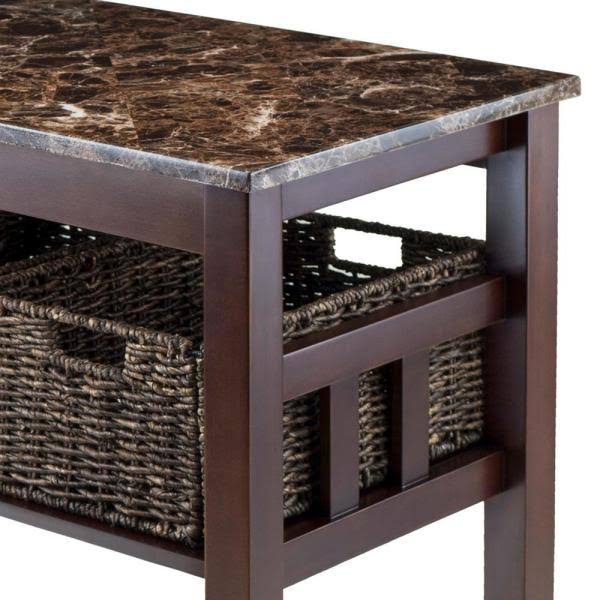 Faux Marble Console Table with 3 Baskets H316599