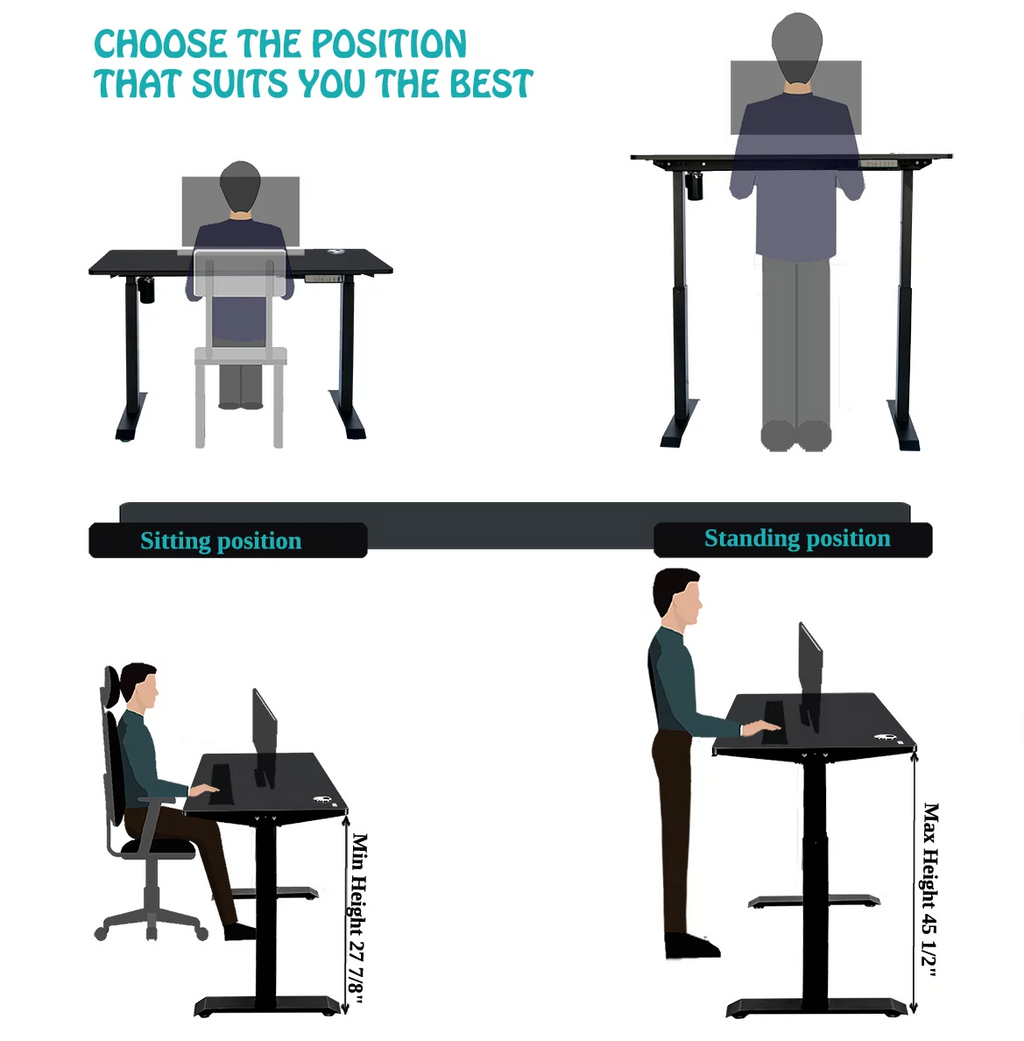 Electric Height Adjustable Desk Frame with Tabletop B9836