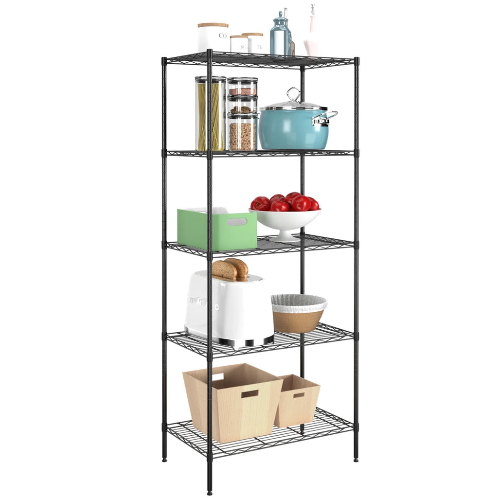 5-Shelf Adjustable Metal Wire Shelving Unit 24" L x 14" W x 60" H Black J7030