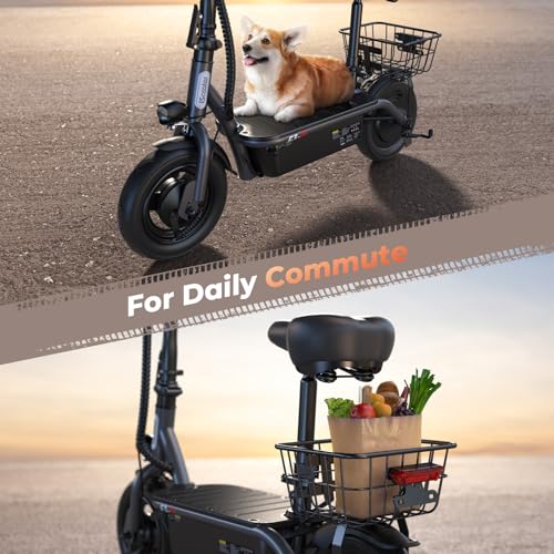 Electric Scooter with Seat, 37 Miles Long Range, 28 MPH Top Speed, 14" Pneumatic Tire A588