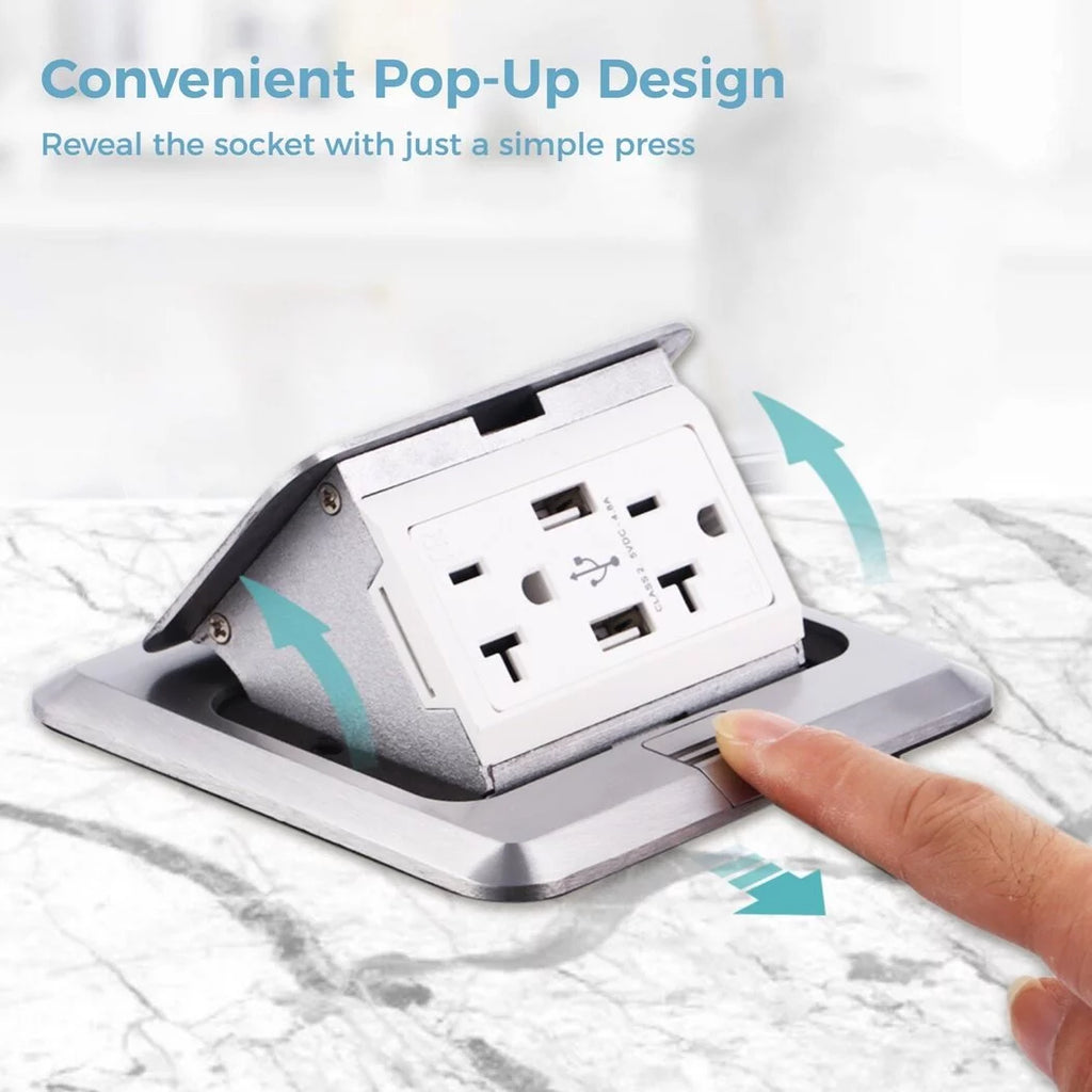 Waterproof Electrical Recessed Outlet Box with 20A Tamper-Resistant Receptacle & 4.8A USB Chargers K511794