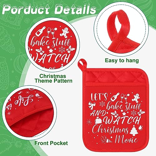 12 Pcs Red Green Pot Holders with Pockets Oven Mitts D3945
