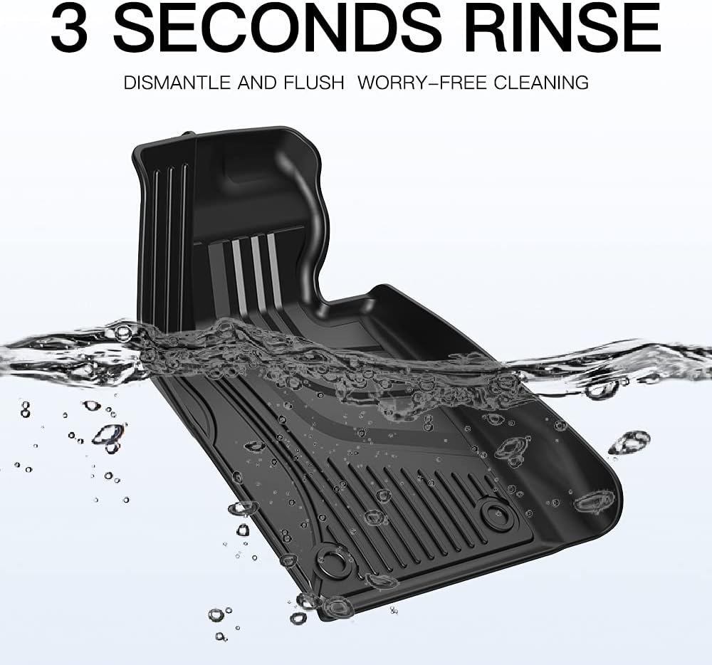 Heavy Duty TPE All Weather Car Floor Mats Full Set Black L50938