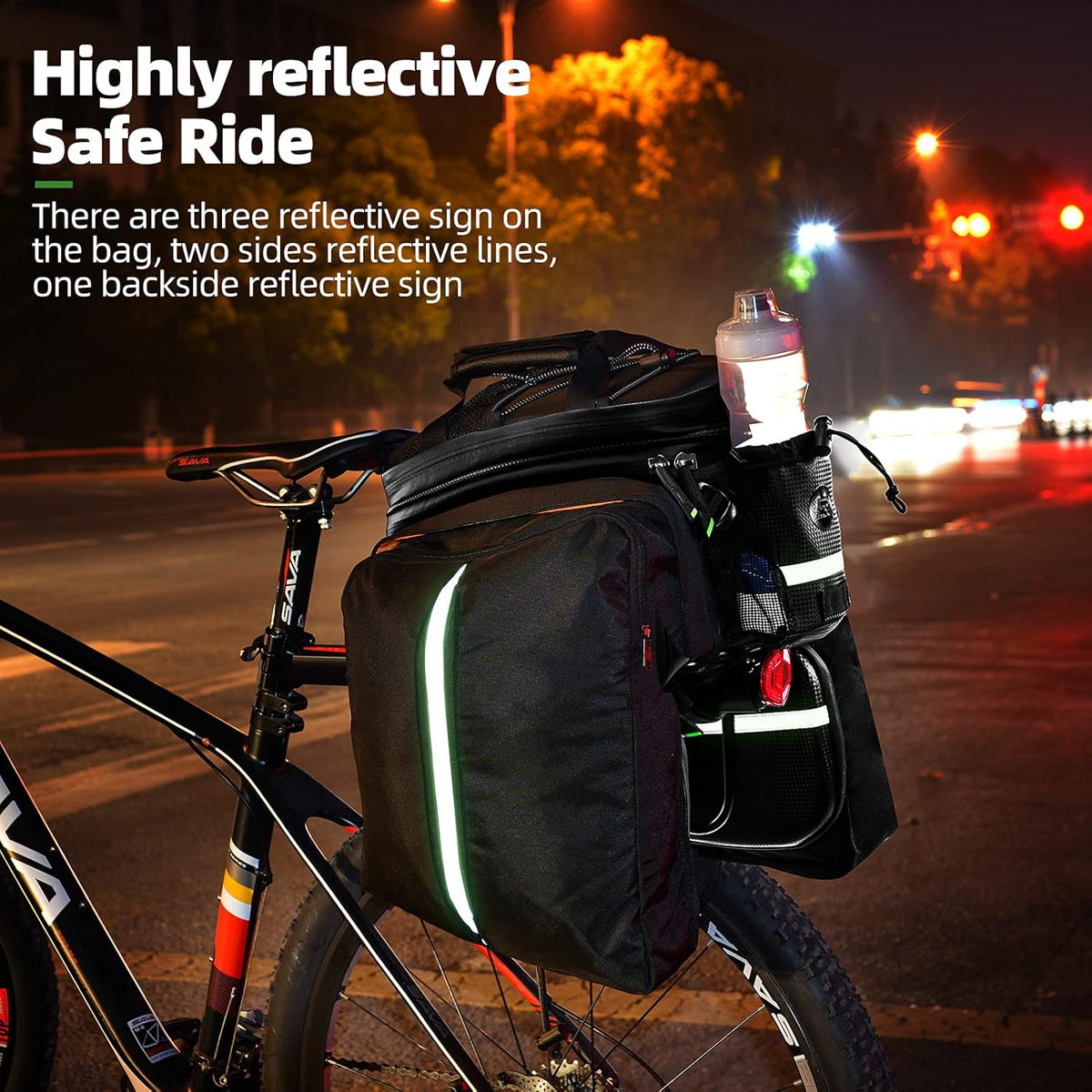 Waterproof Carbon Leather Bike Rack Trunk Bag V240383