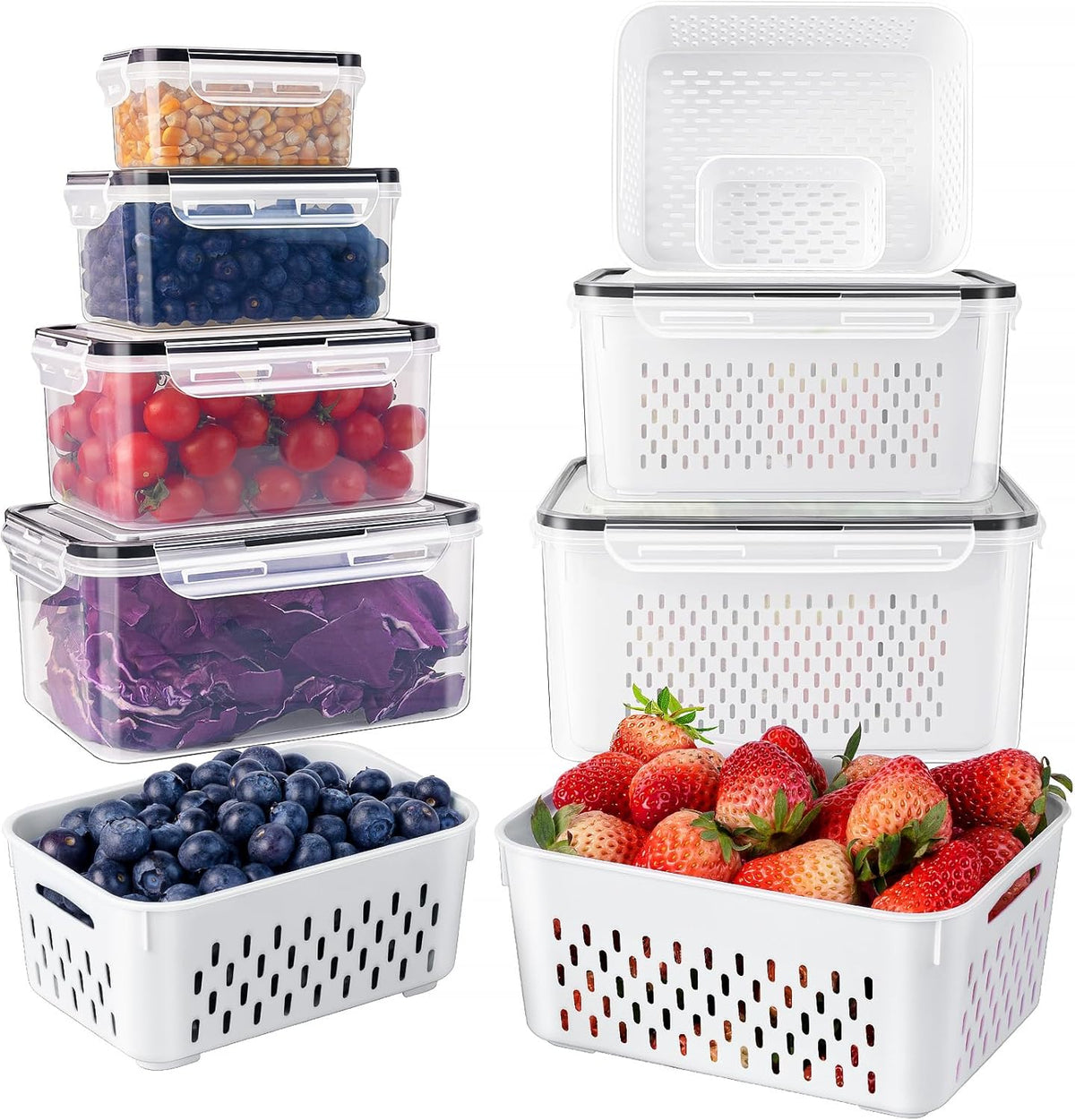 6 PCS Large Leakproof Food Storage Containers with Removable Colander W24418