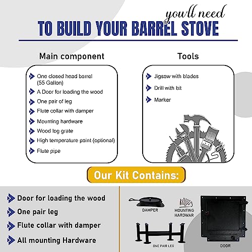 Double Barrel Stove Adapter Kit for 30 to 55 Gallon Drums E319