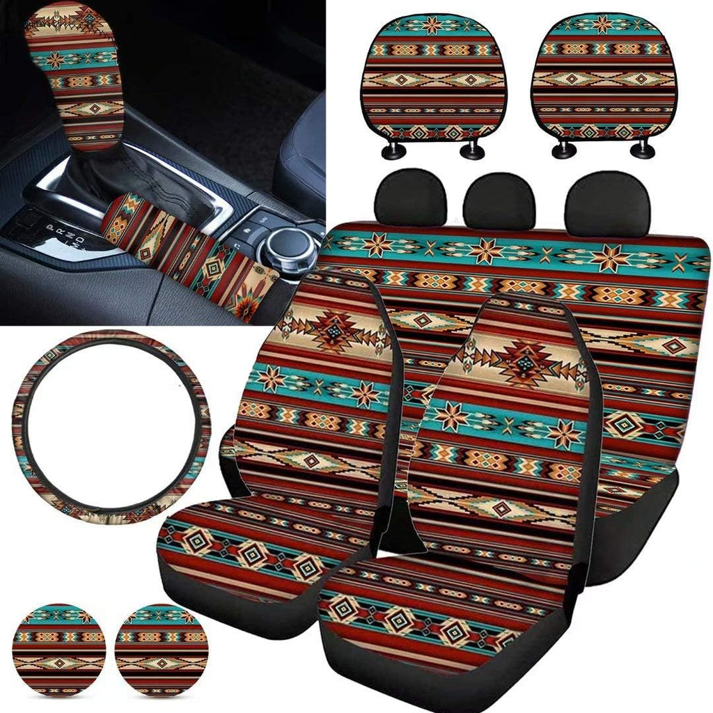 Purple Sugar Skull Car Seat Cover Set 11 PCS Q575