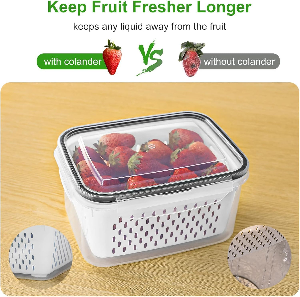6 PCS Large Leakproof Food Storage Containers with Removable Colander W24418
