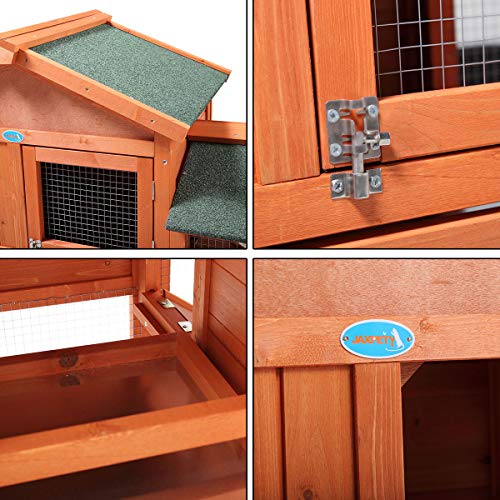 Orange Wooden Rabbit Hutch with Removable Tray & Ramp T58928