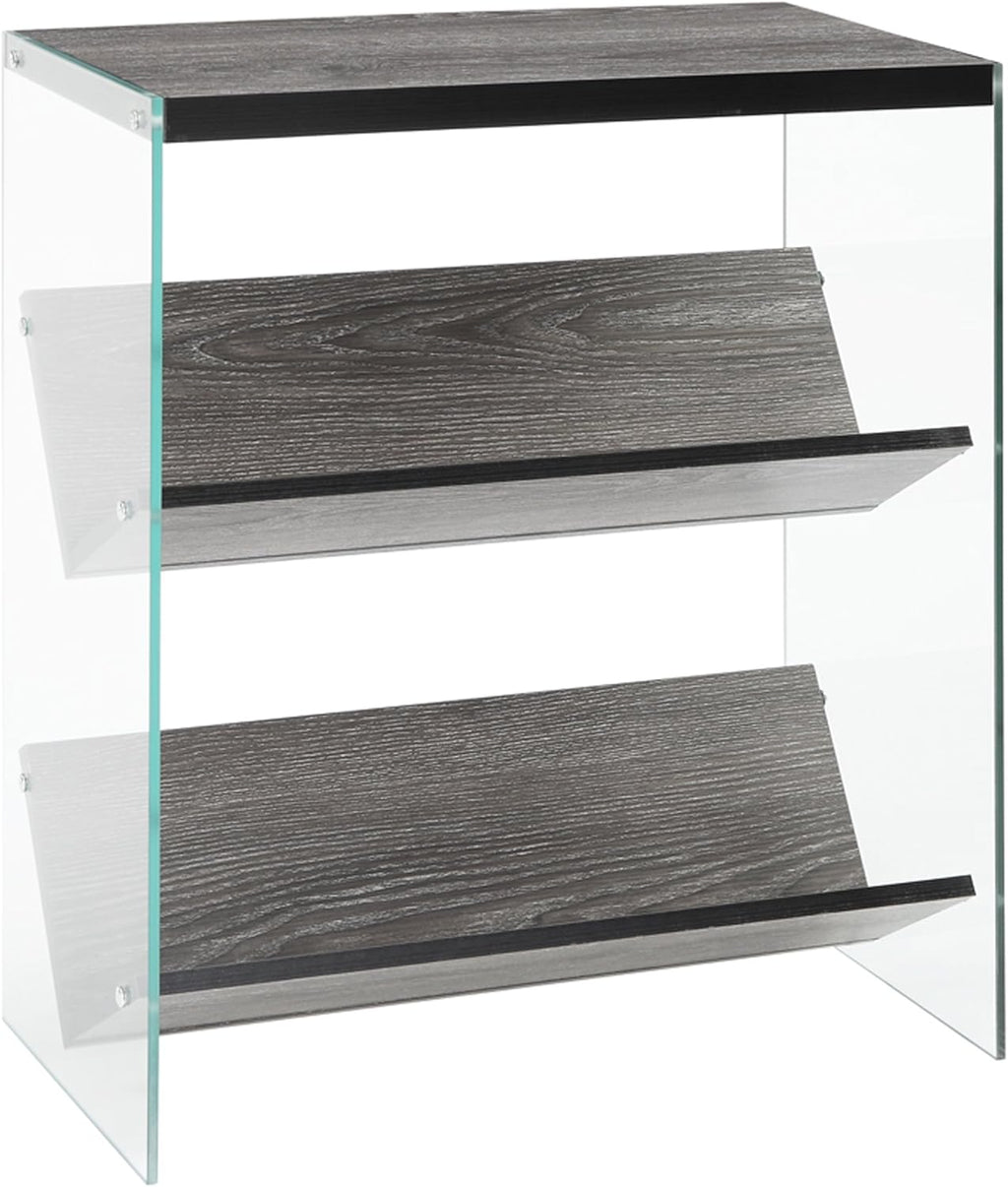 Weathered Gray Glass Bookcase B705