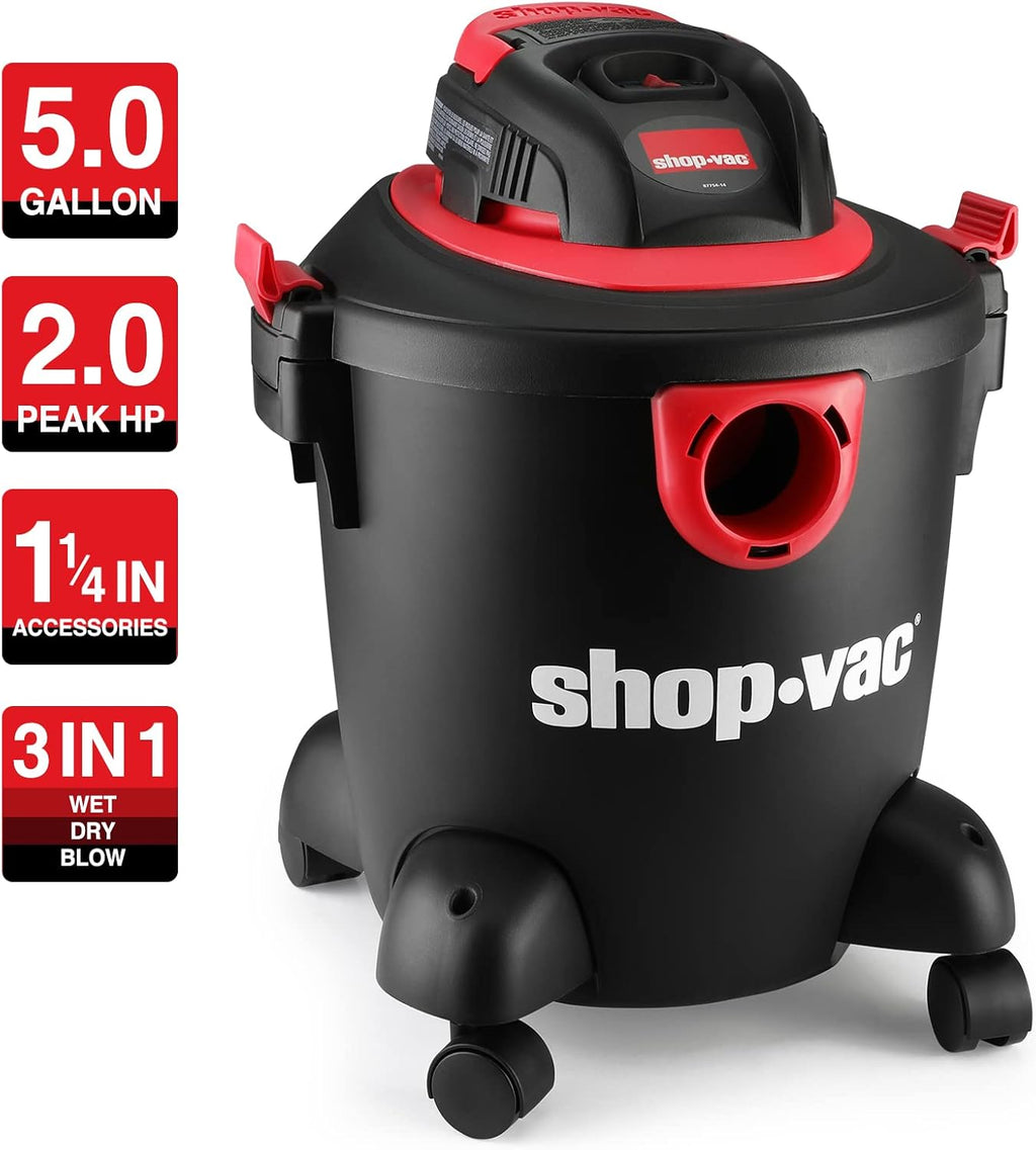 5 Gallon 2.0 Peak HP Wet/Dry Vacuum with Collapsible Handle T2026