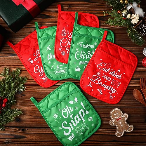12 Pcs Red Green Pot Holders with Pockets Oven Mitts D3945