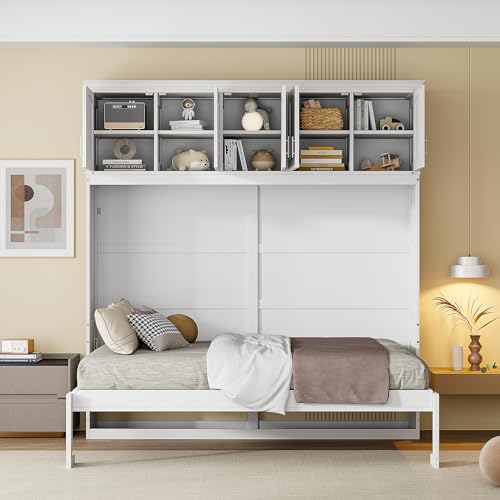 Full Size Murphy Bed with Drawer, Gray W573