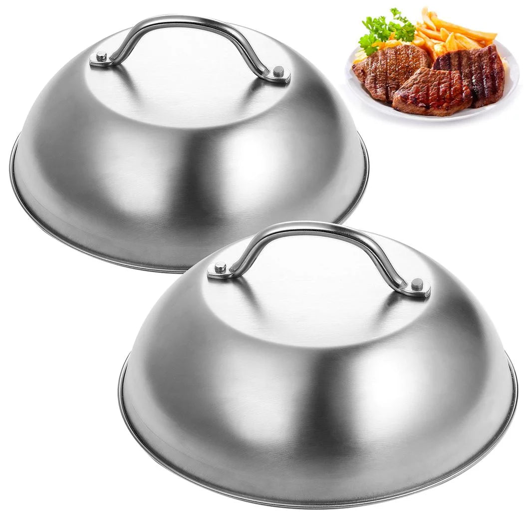 2PCS Stainless Steel Round Basting Cover with Handle N8769