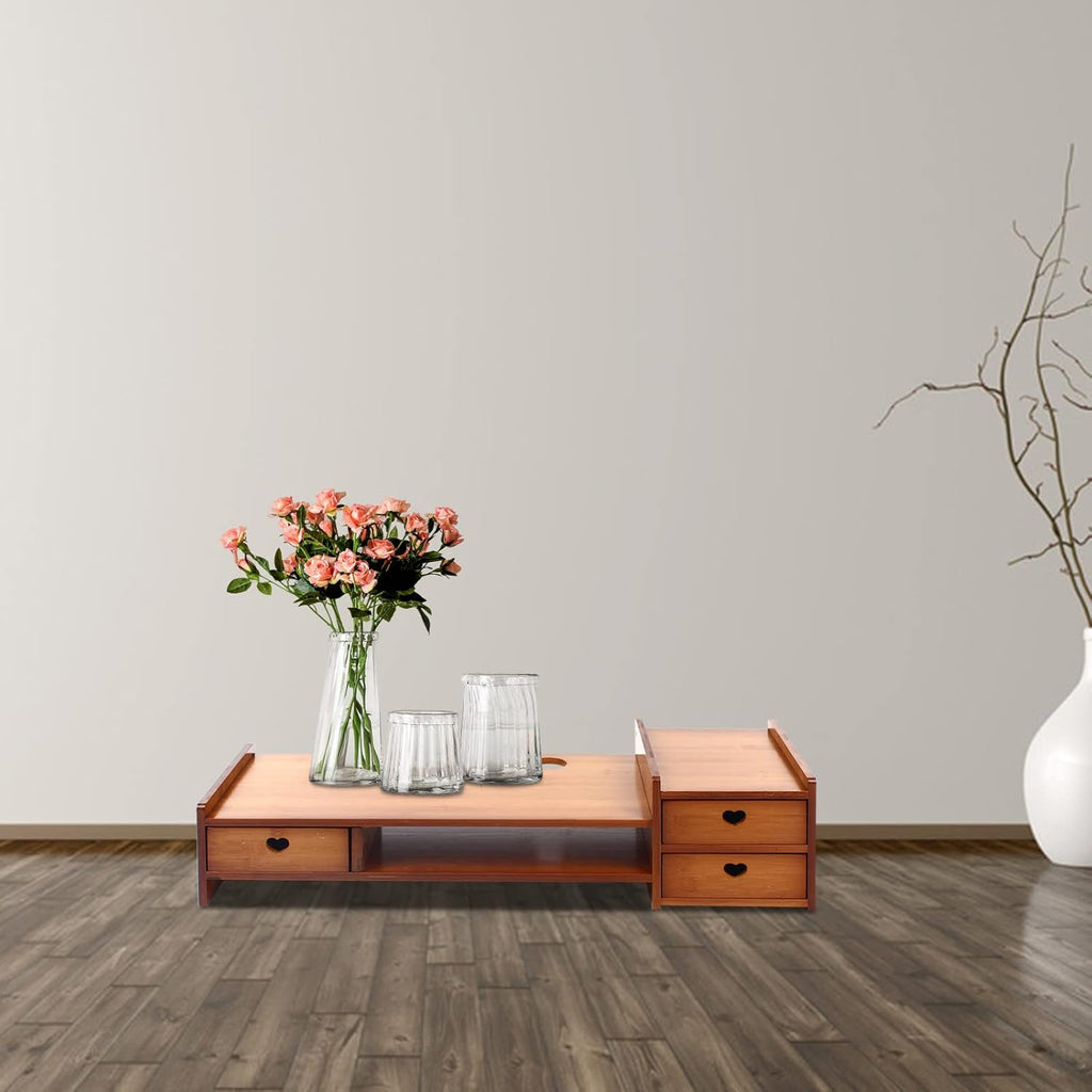 Bamboo Monitor Stand with 3 Drawers B400976