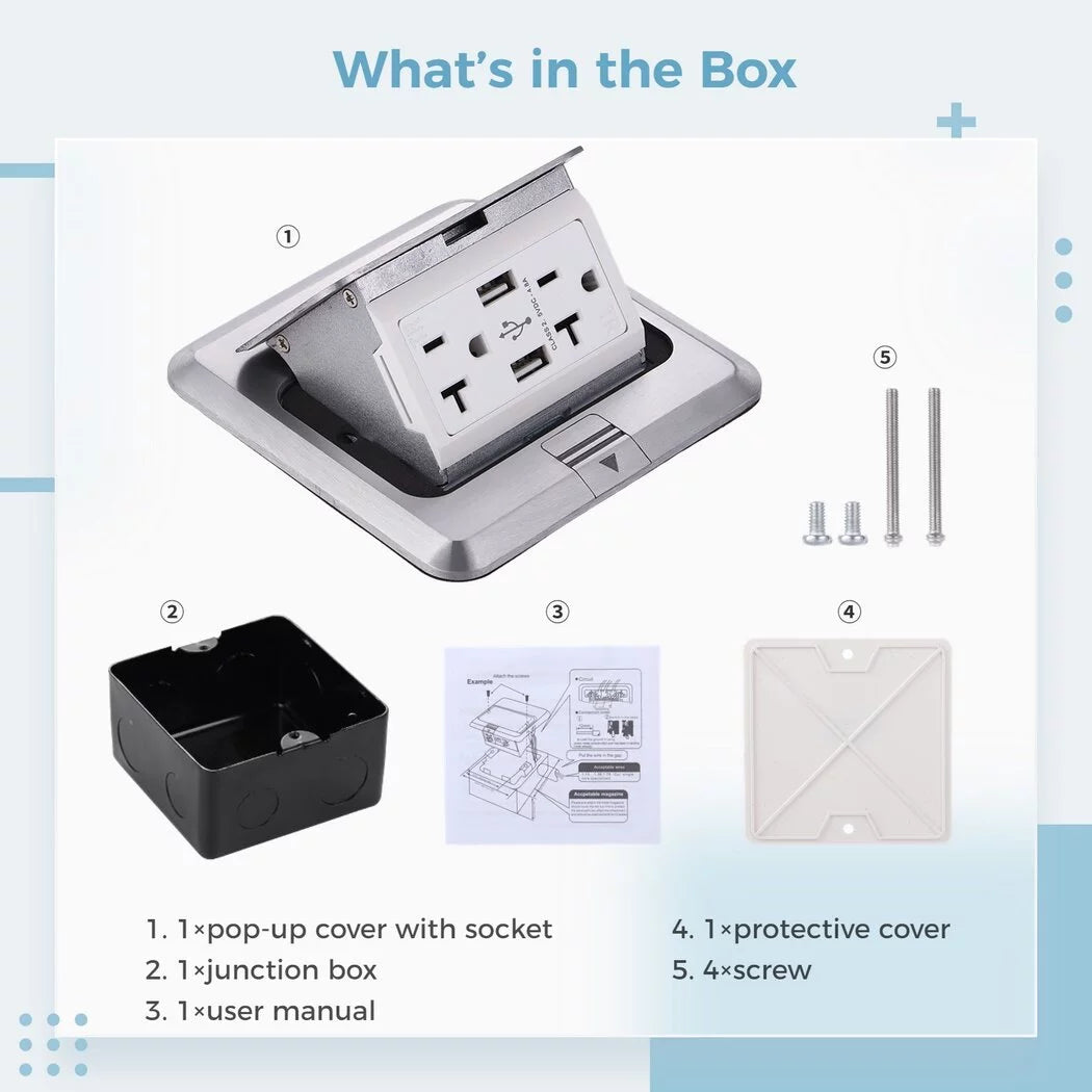 Waterproof Electrical Recessed Outlet Box with 20A Tamper-Resistant Receptacle & 4.8A USB Chargers K511794