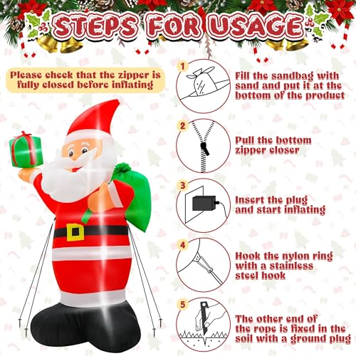 15FT Inflatable Santa Claus with 8pcs LED W354