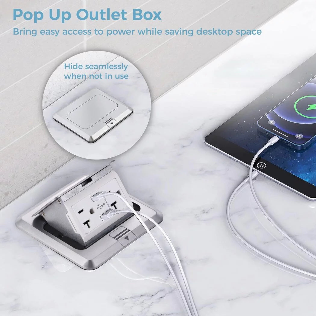 Waterproof Electrical Recessed Outlet Box with 20A Tamper-Resistant Receptacle & 4.8A USB Chargers K511794