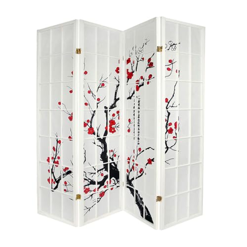 Black 4-Panel Freestanding Room Divider H238775