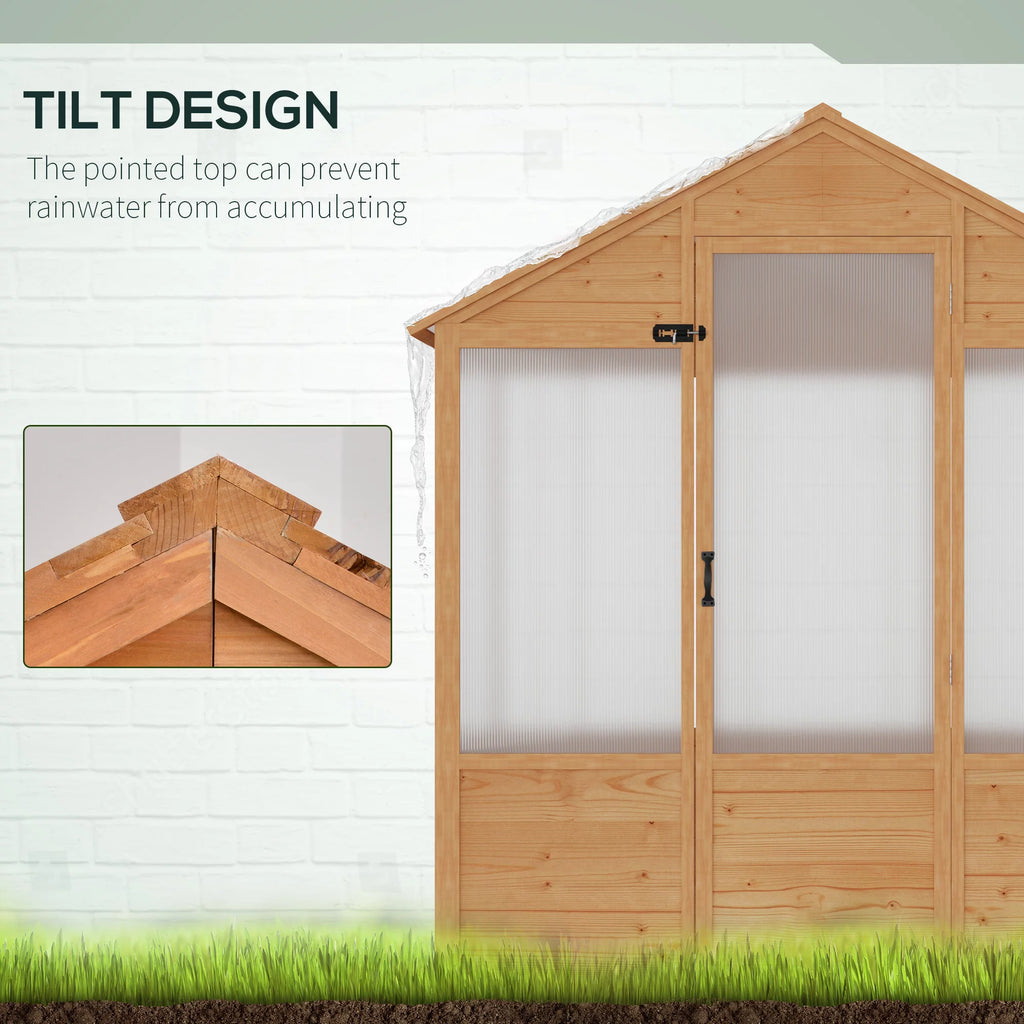 Natural Polycarbonate Wooden Greenhouse X26170