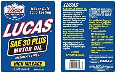SAE 30W Petroleum Motor Oil 1 Quart 6 Pack Q25993