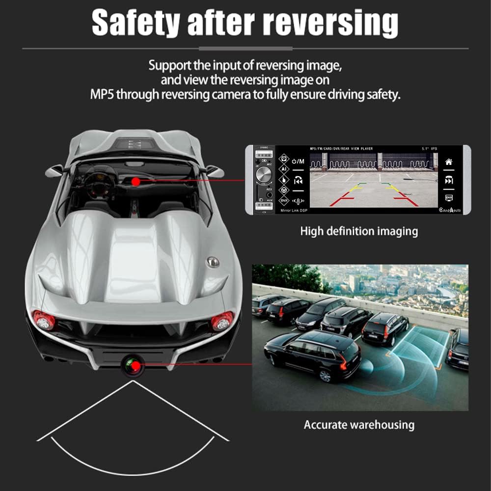 Single Din Bluetooth Car Stereo with 5.1'' HD Touch Screen E2308