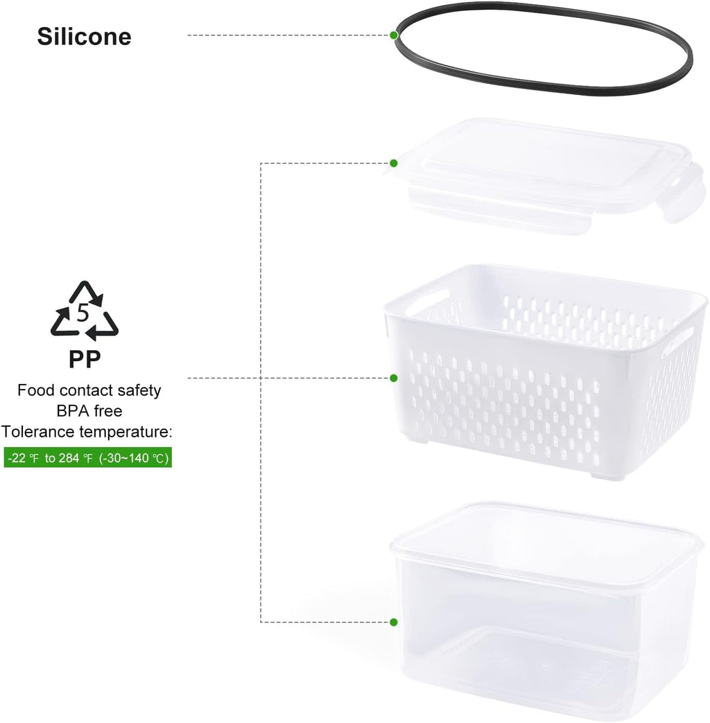 6 PCS Large Leakproof Food Storage Containers with Removable Colander W24418