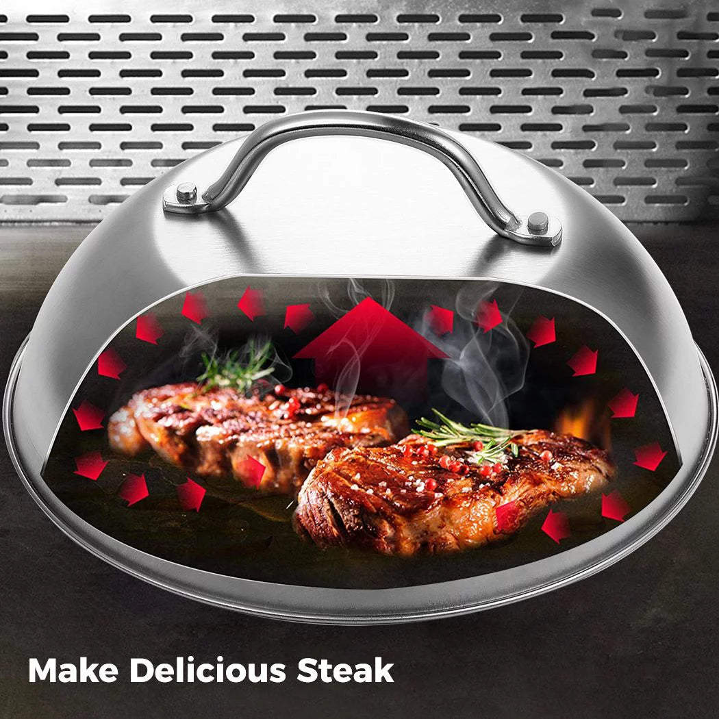 2PCS Stainless Steel Round Basting Cover with Handle N8769