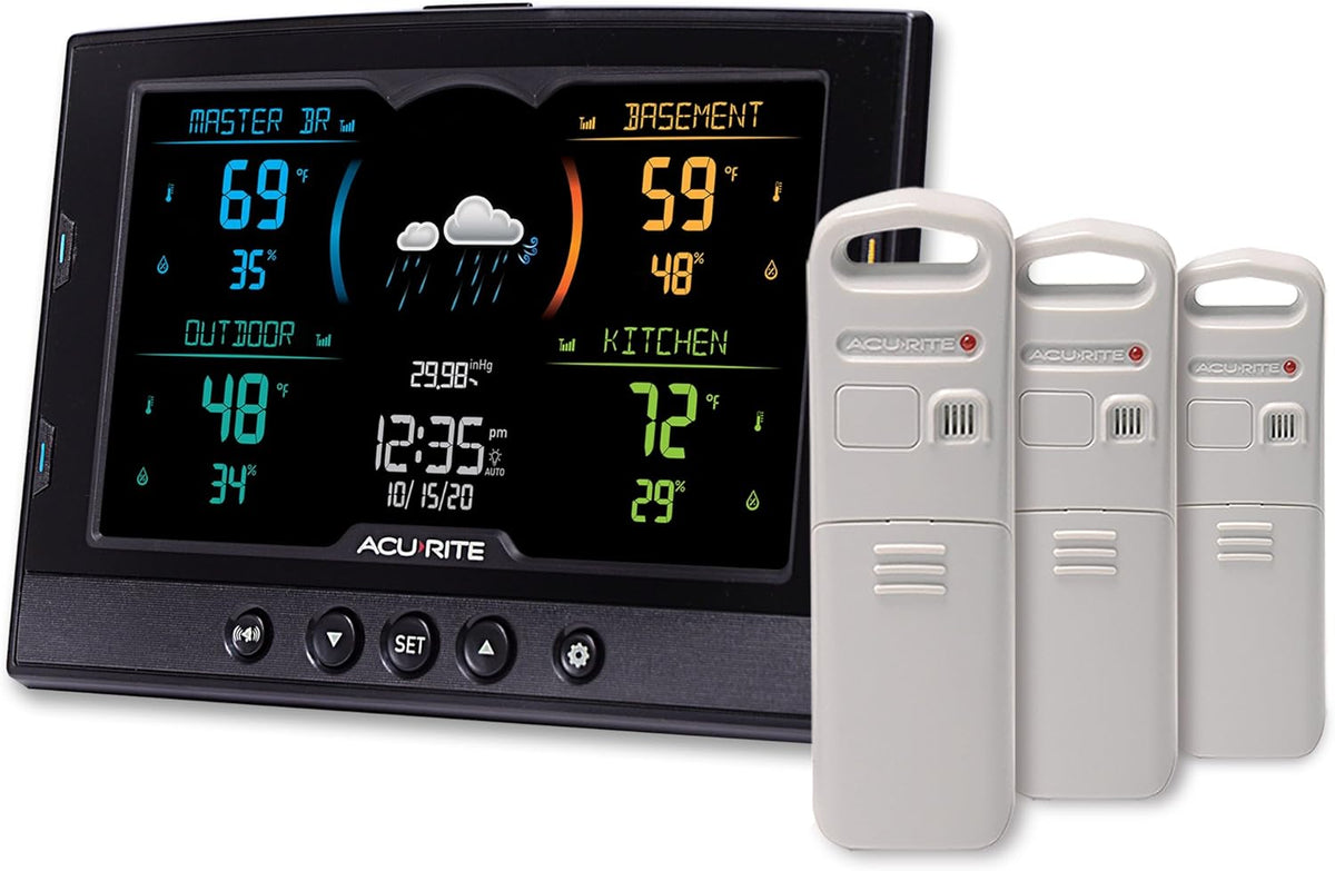 Multi-Room Weather Station with Wireless Indoor/Outdoor Thermometer and Color Display T4758