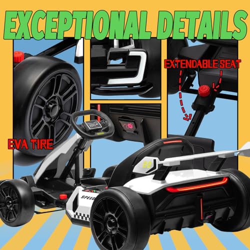 Blue Electric Drift Kart Car with Adjustable Seat, 24V, 4 Speed Mode, 300W Motor, 8.5 MPH Q72614