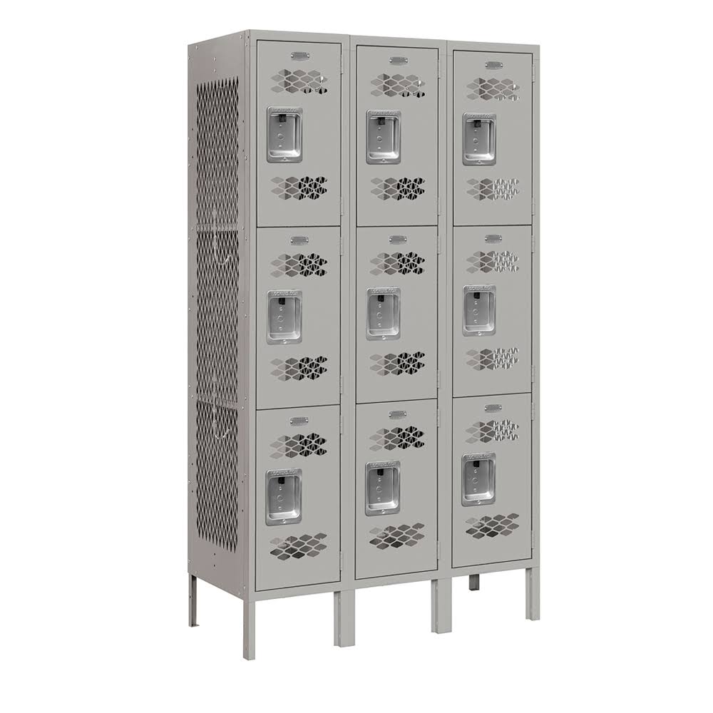 Gray Triple Tier Vented Metal Locker U74918