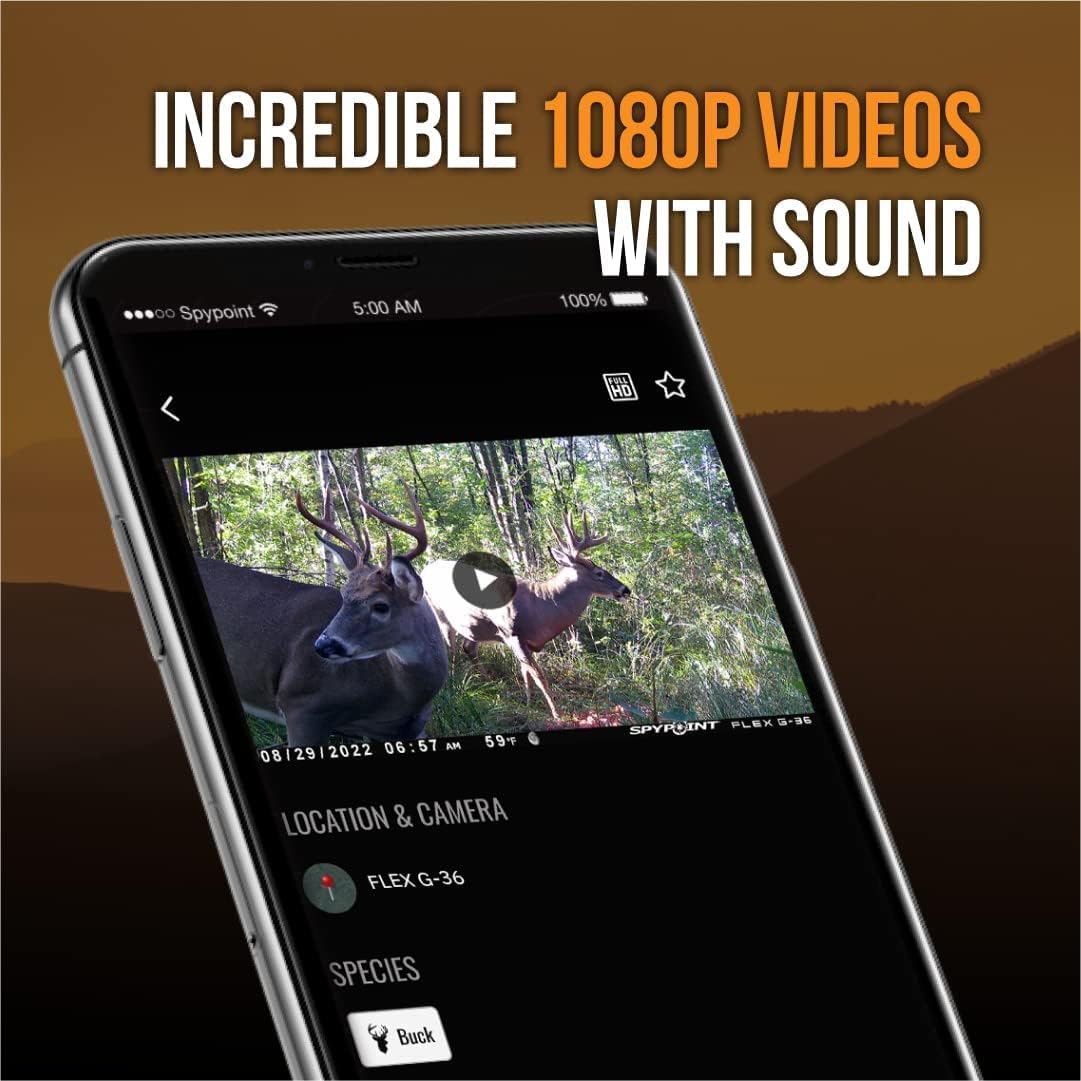 36MP Cellular Trail Camera with Sound, GPS, LTE, 100' Flash Range + LIT-22 Batteries + Straps N982879