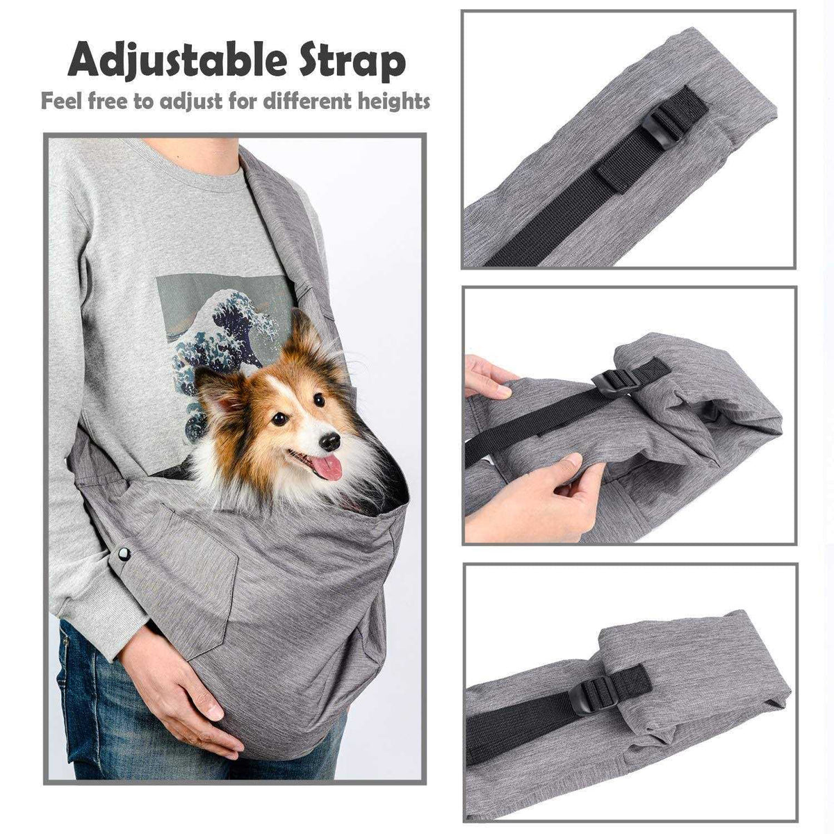 Dog Sling Carrier with Adjustable Padded Shoulder Breathable Mesh Q1482