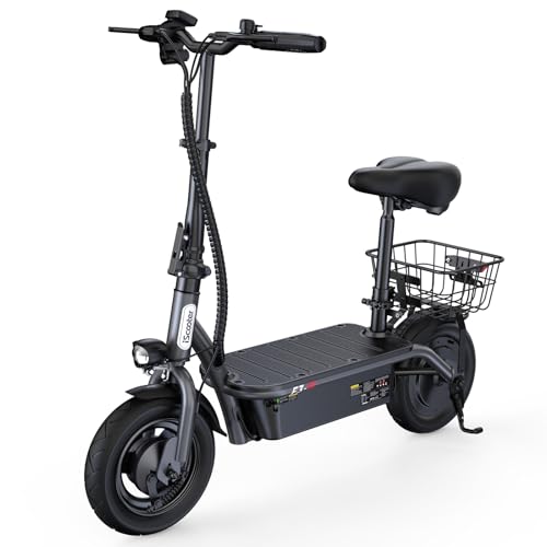 Electric Scooter with Seat, 37 Miles Long Range, 28 MPH Top Speed, 14" Pneumatic Tire A588