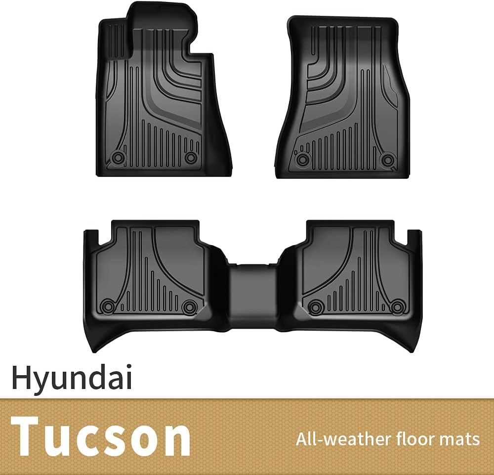 Heavy Duty TPE All Weather Car Floor Mats Full Set Black L50938